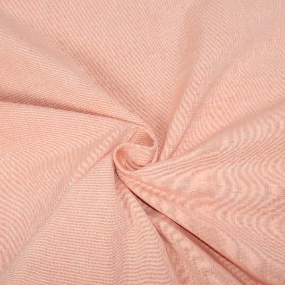 Chambray Light Orange Khadi Cotton 125 GSM Handwoven Fabric