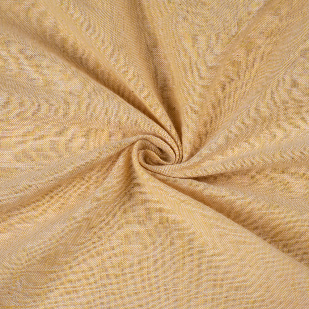 Plain Yellow Khadi 122 GSM Fabric - Handspun & Handwoven H17