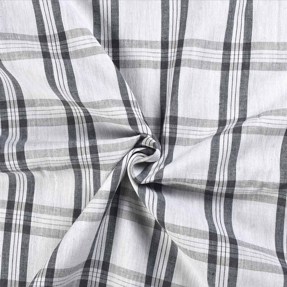 Check Black & Grey Pure Cotton 108 GSM Handwoven Fabric