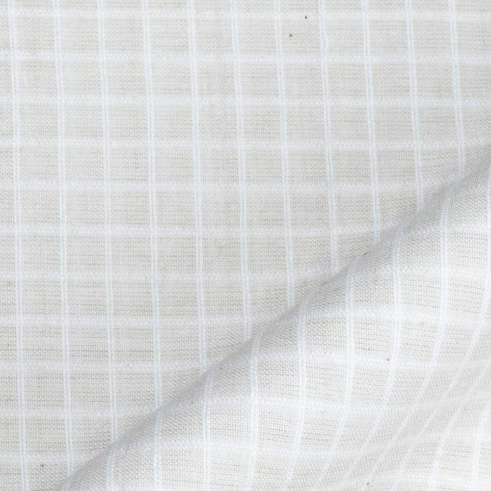 CHECK CREAM PURE COTTON 97 GSM HANDWOVEN FABRIC