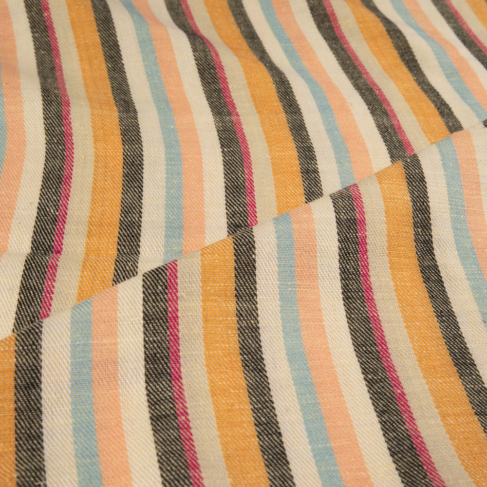 STRIPE TWILL MULTI COLOR COTTON KHADI 115 GSM HANDWOVEN FABRIC