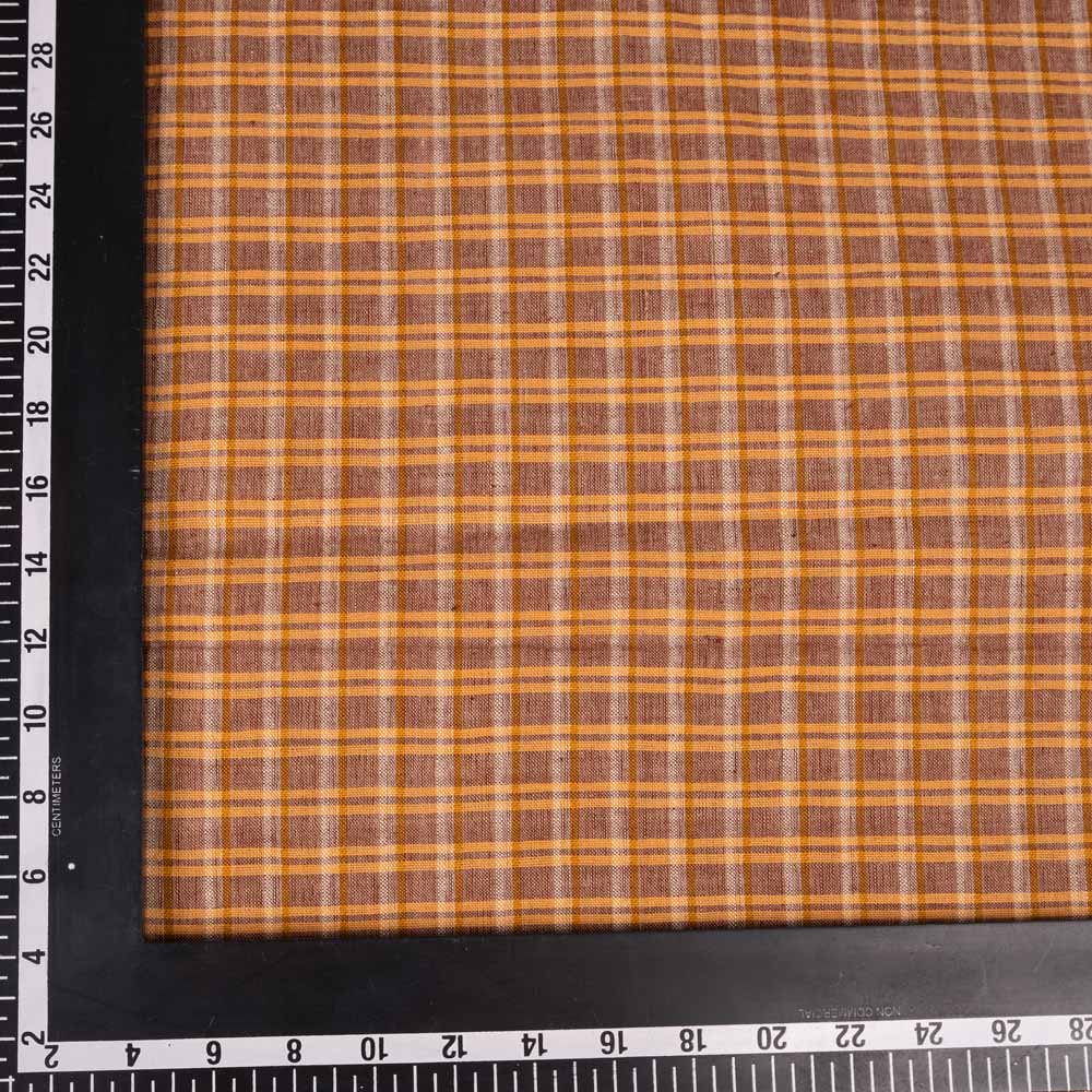 CHECK BROWN PURE COTTON 112 GSM HANDWOVEN FABRIC