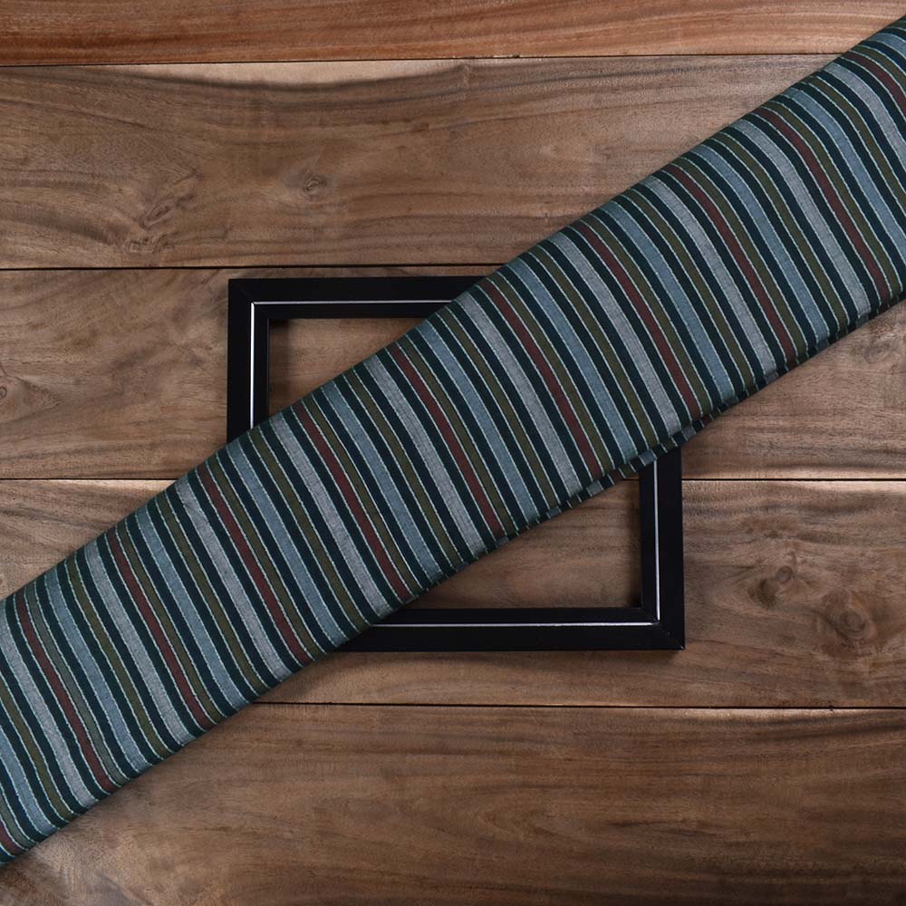 Stripe Multicolor Pure Cotton 60 GSM Handwoven Fabric 309