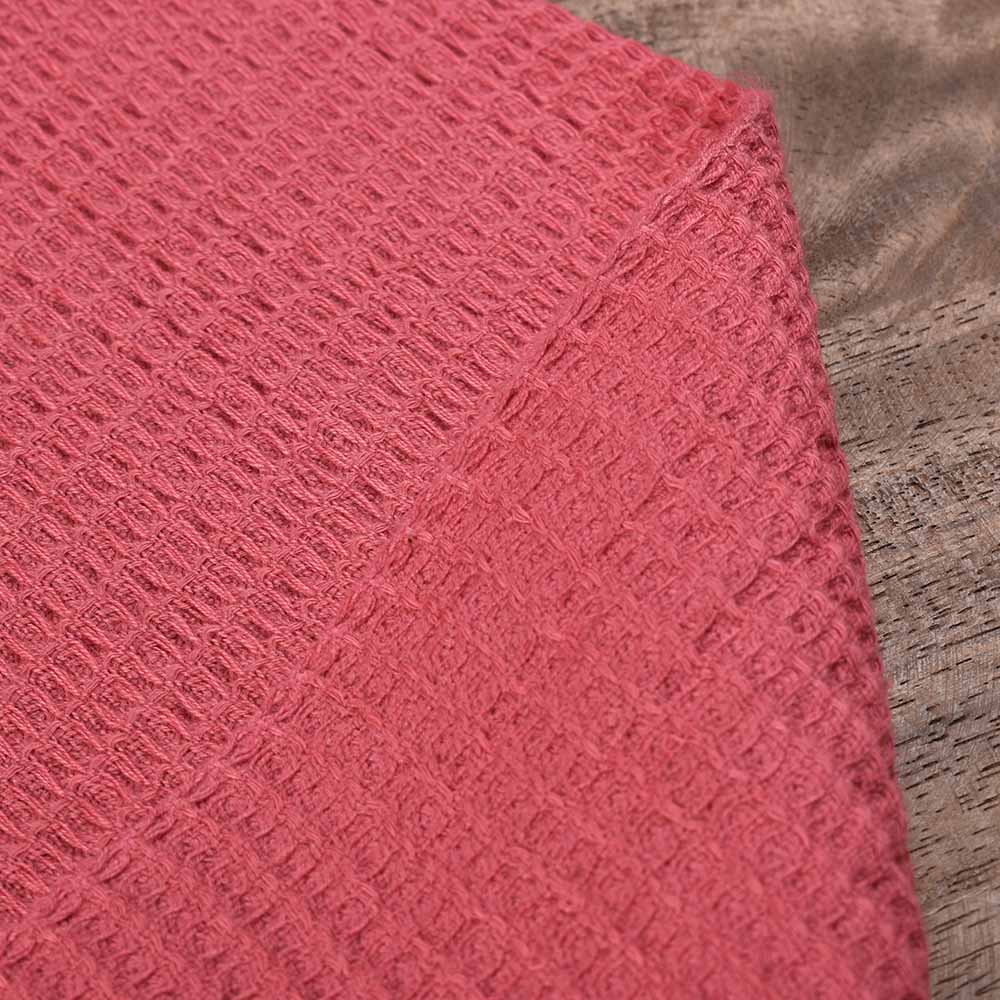PALE PINK HONEYCOMB WEAVE PURE COTTON 122 GSM HANDWOVEN FABRIC