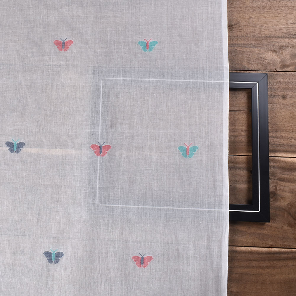 MULTICOLOR BUTTERFLY JAMDANI PURE COTTON 54 GSM HANDWOVEN FABRIC 288