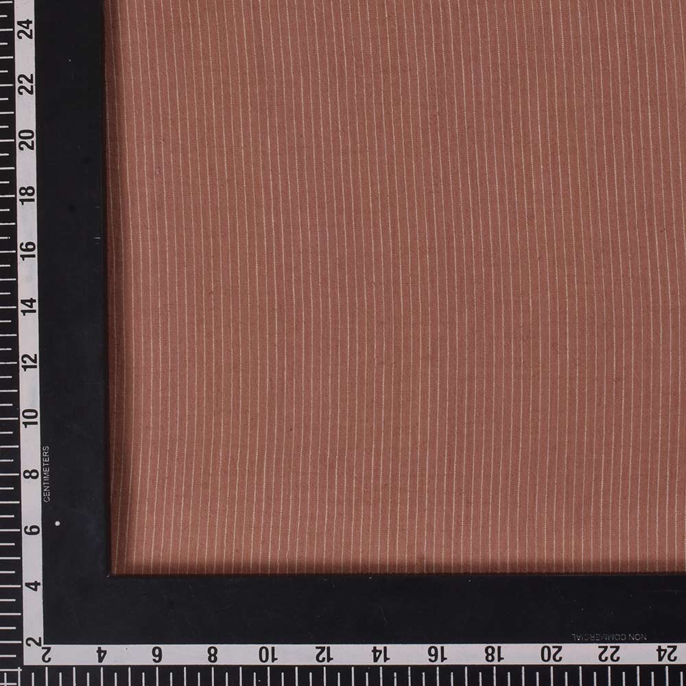 STRIPE BROWN PURE COTTON 70 GSM HANDWOVEN FABRIC
