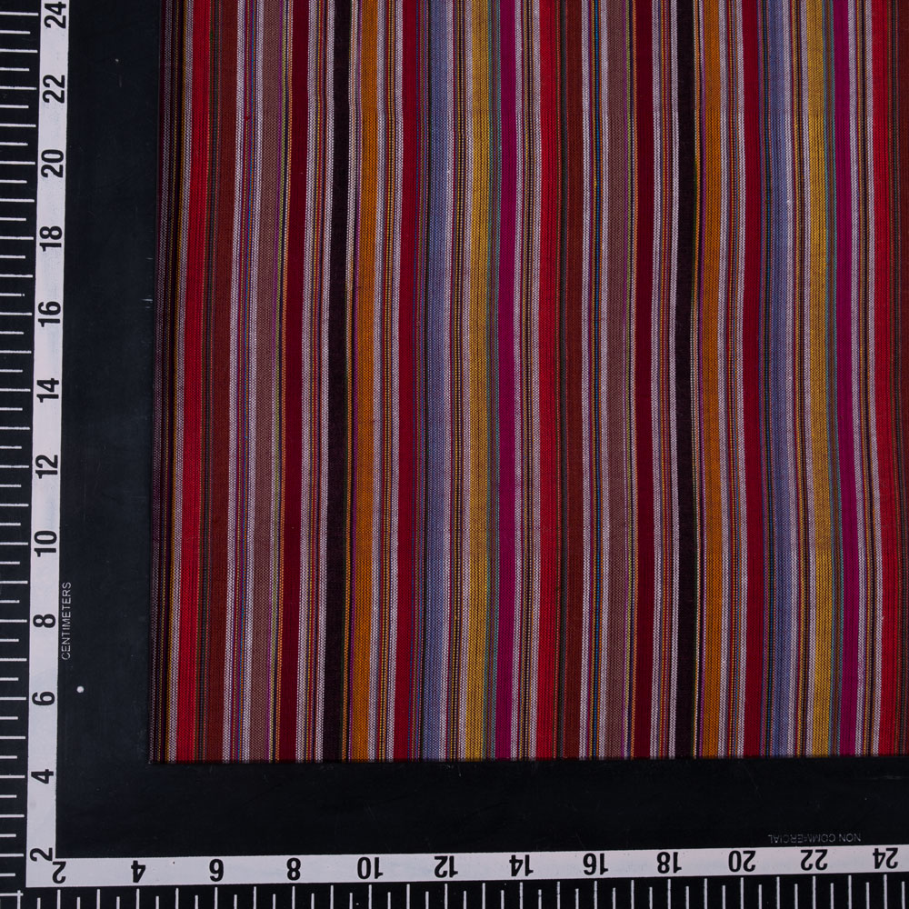 STRIPE MULTICOLOUR PURE COTTON 94 GSM HANDWOVEN FABRIC 134