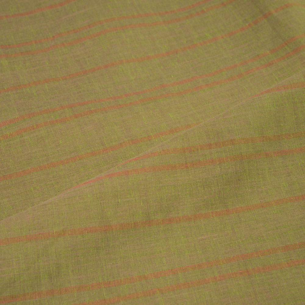 STRIPE OLIVE PURE COTTON 56 GSM HANDWOVEN FABRIC
