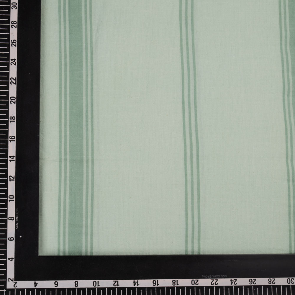 STRIPE LIGHT SAGE GREEN KHADI COTTON 88 GSM HANDWOVEN FABRIC
