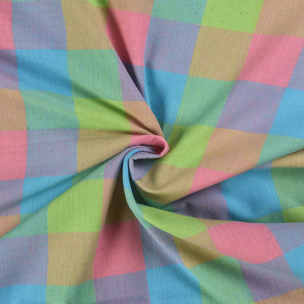 Check Multicolor Pure Cotton 98 GSM Handwoven Fabric 419