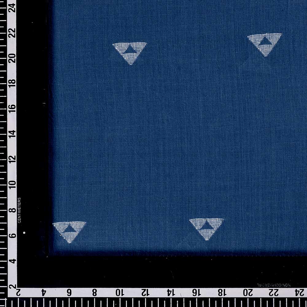 GEOMETRIC BLUE JAMDANI PURE COTTON 68 GSM HANDWOVEN FABRIC