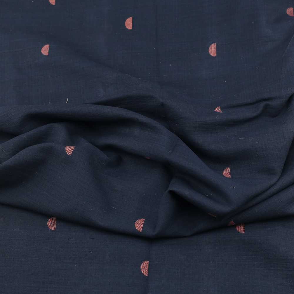 GEOMETRIC MIDNIGHT BLUE JAMDANI PURE COTTON 55 GSM FABRIC 104