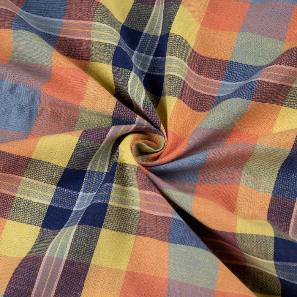 Check Multicolour Pure Cotton 95 GSM Handwoven Fabric