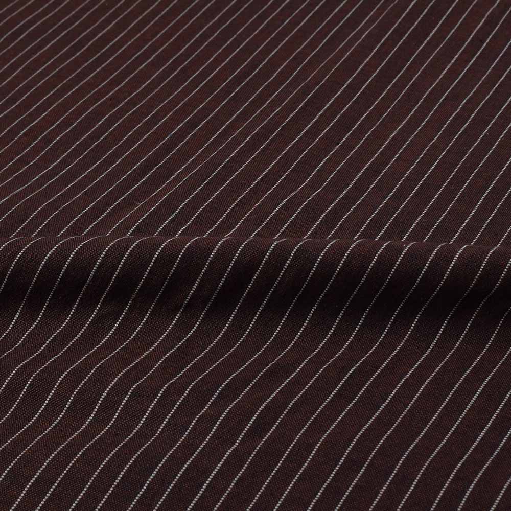 STRIPE BROWN WHITE PURE COTTON 112 GSM HANDWOVEN FABRIC