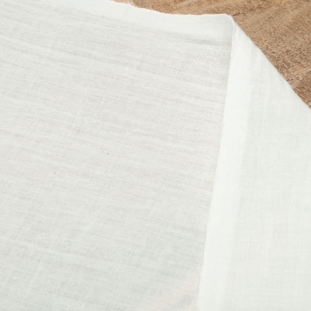 White Cotton 54 GSM Handwoven Cambric Fabric - Bleached White & Dyeable