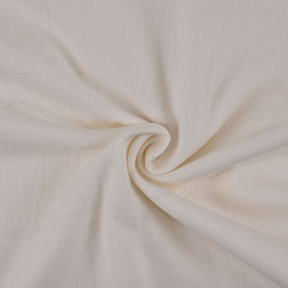 Solid Twill Off White RFD Khadi Cotton 150 GSM Handwoven Fabric