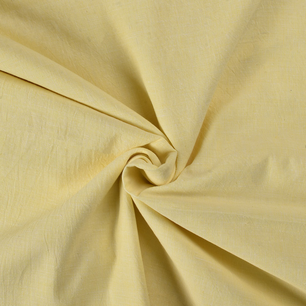 Plain Yellow Khadi Cotton 70 GSM Handwoven Fabric