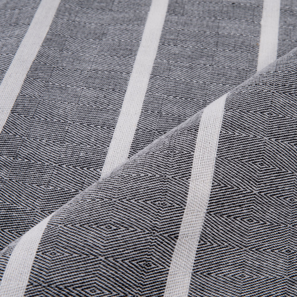 STRIPE DIAMOND TWILL BLACK JACQUARD COTTON KHADI 145 GSM FABRIC
