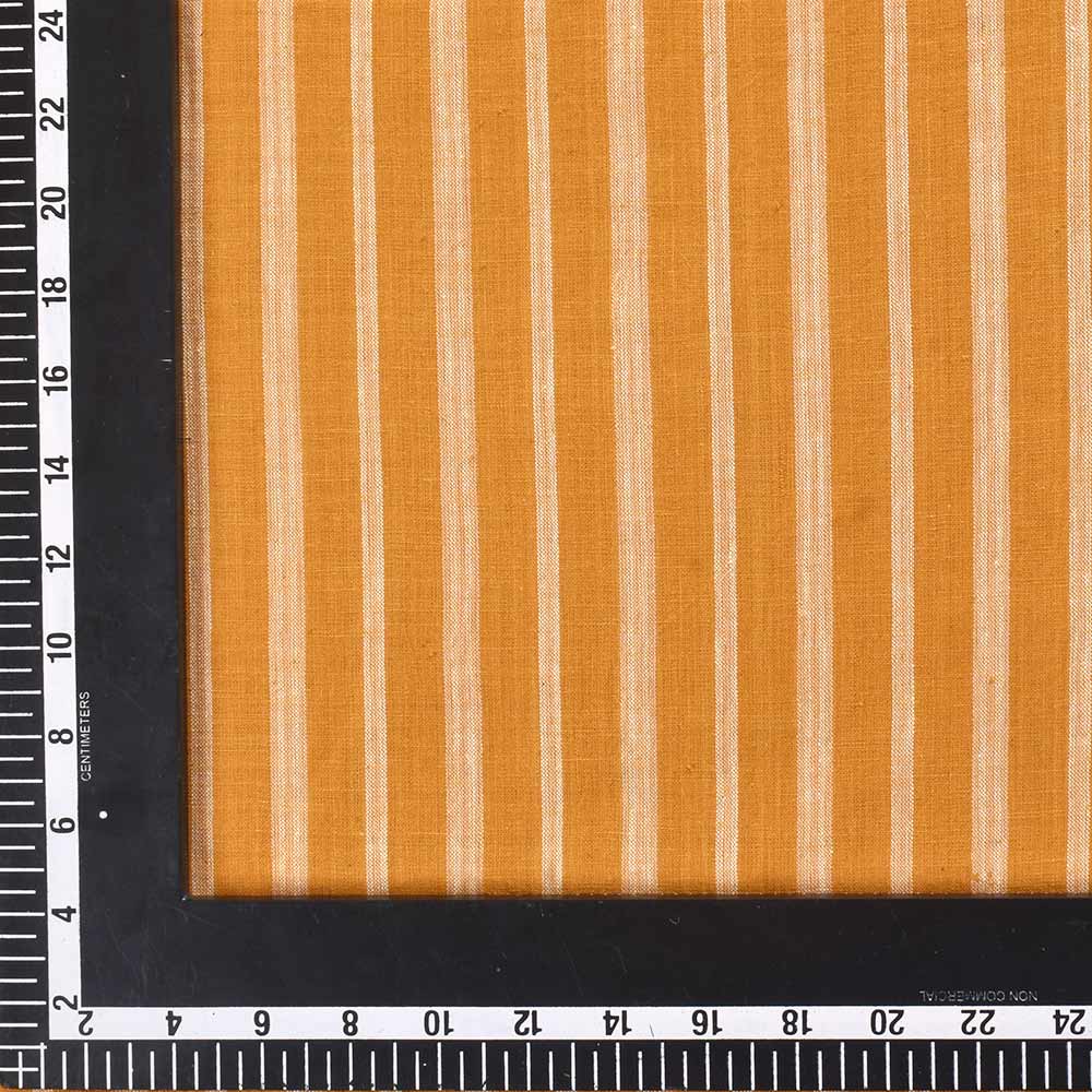 STRIPE MUSTARD YELLOW PURE COTTON 107 GSM HANDWOVEN FABRIC
