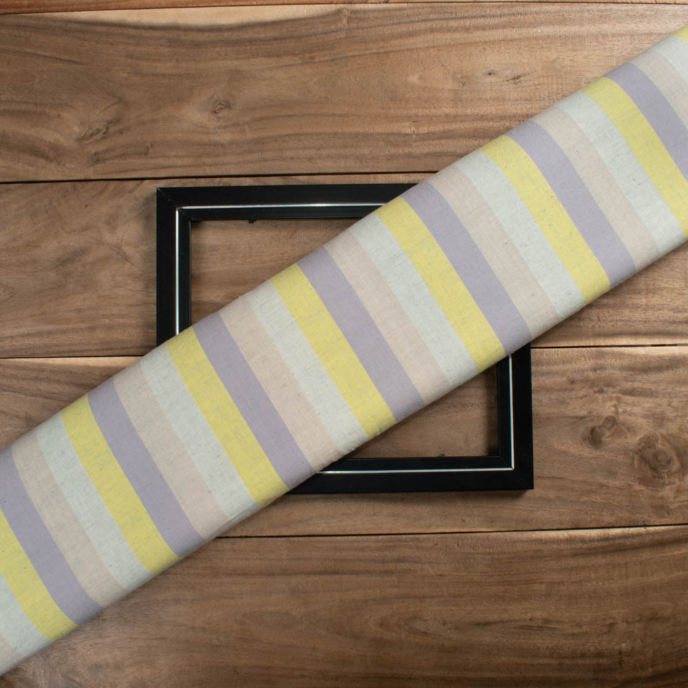 Stripe Multicolour Pure Cotton 132 GSM Handwoven Fabric