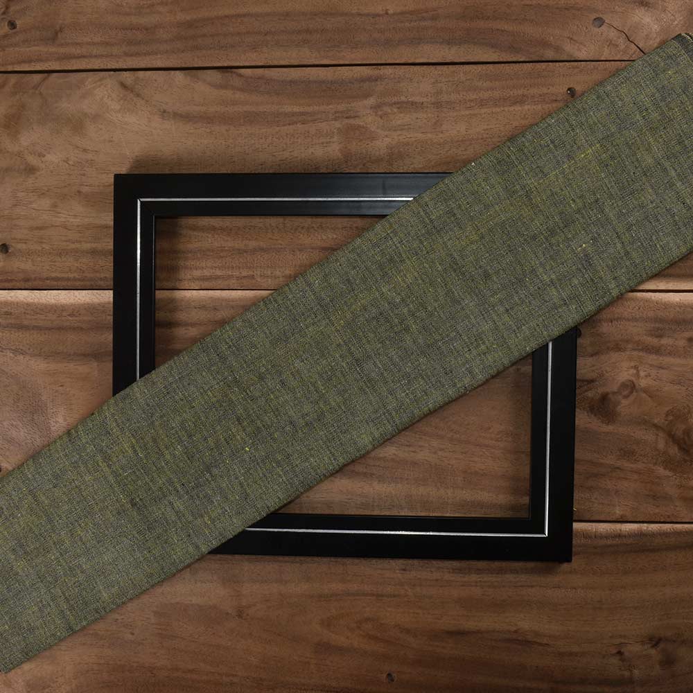 Chambray Olive Green Khadi Cotton 158 GSM Handwoven Fabric