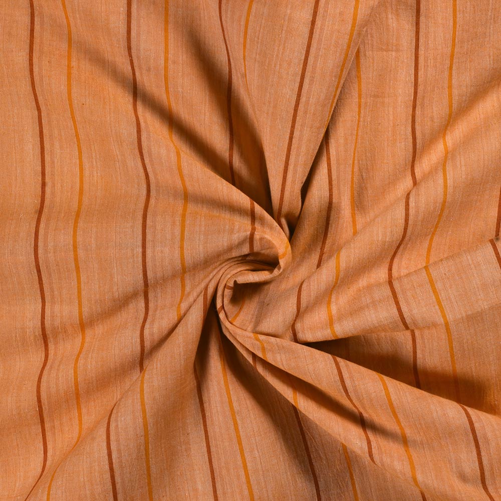 Stripe Light Orange Pure Cotton 61 GSM Handwoven Fabric