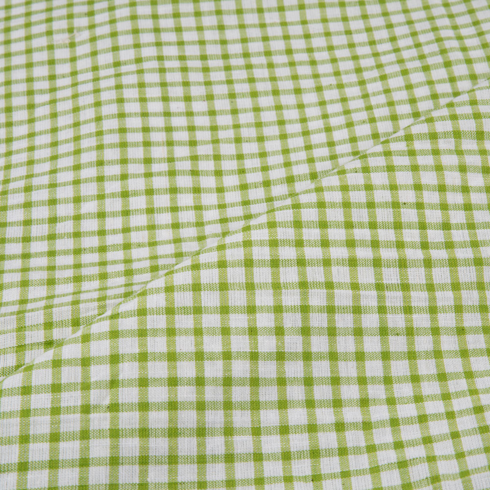 CHECK GREEN WHITE PURE COTTON 105 GSM HANDWOVEN FABRIC 213
