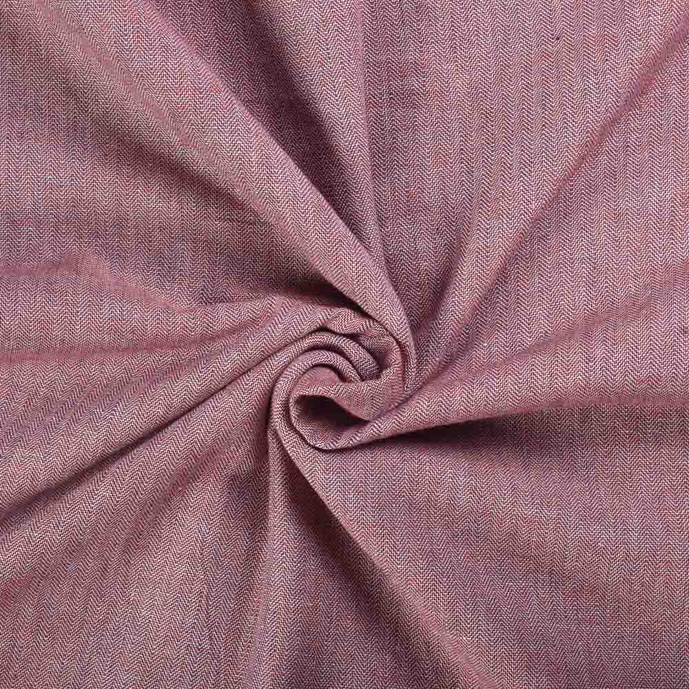 Herringbone Twill Red Pure Cotton 97 GSM Handwoven Fabric