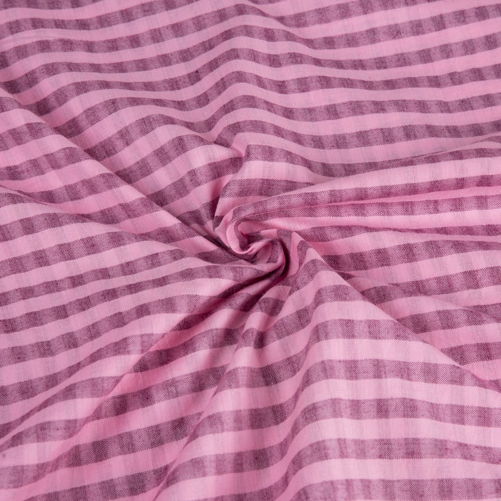 Stripe Pink Pure Cotton 87 GSM Handwoven Fabric 76