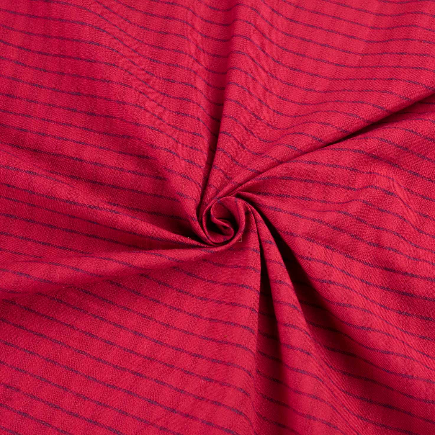 Stripe Red Blue Pure Cotton 88 GSM Handwoven Fabric