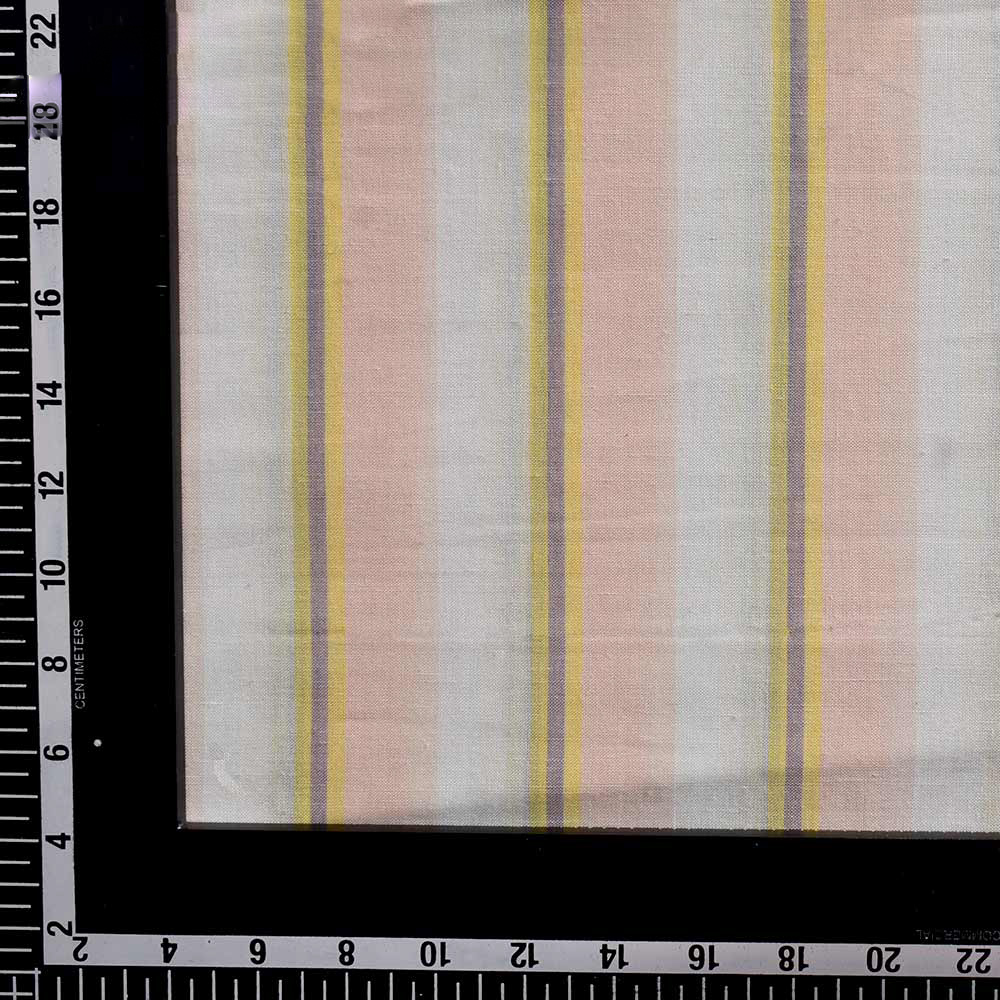 STRIPE CREAM & PEACH MERCERISED COTTON 72 GSM HANDWOVEN FABRIC