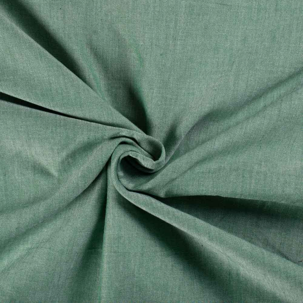 Chambray Green Cotton Bamboo 110 GSM Handwoven Fabric