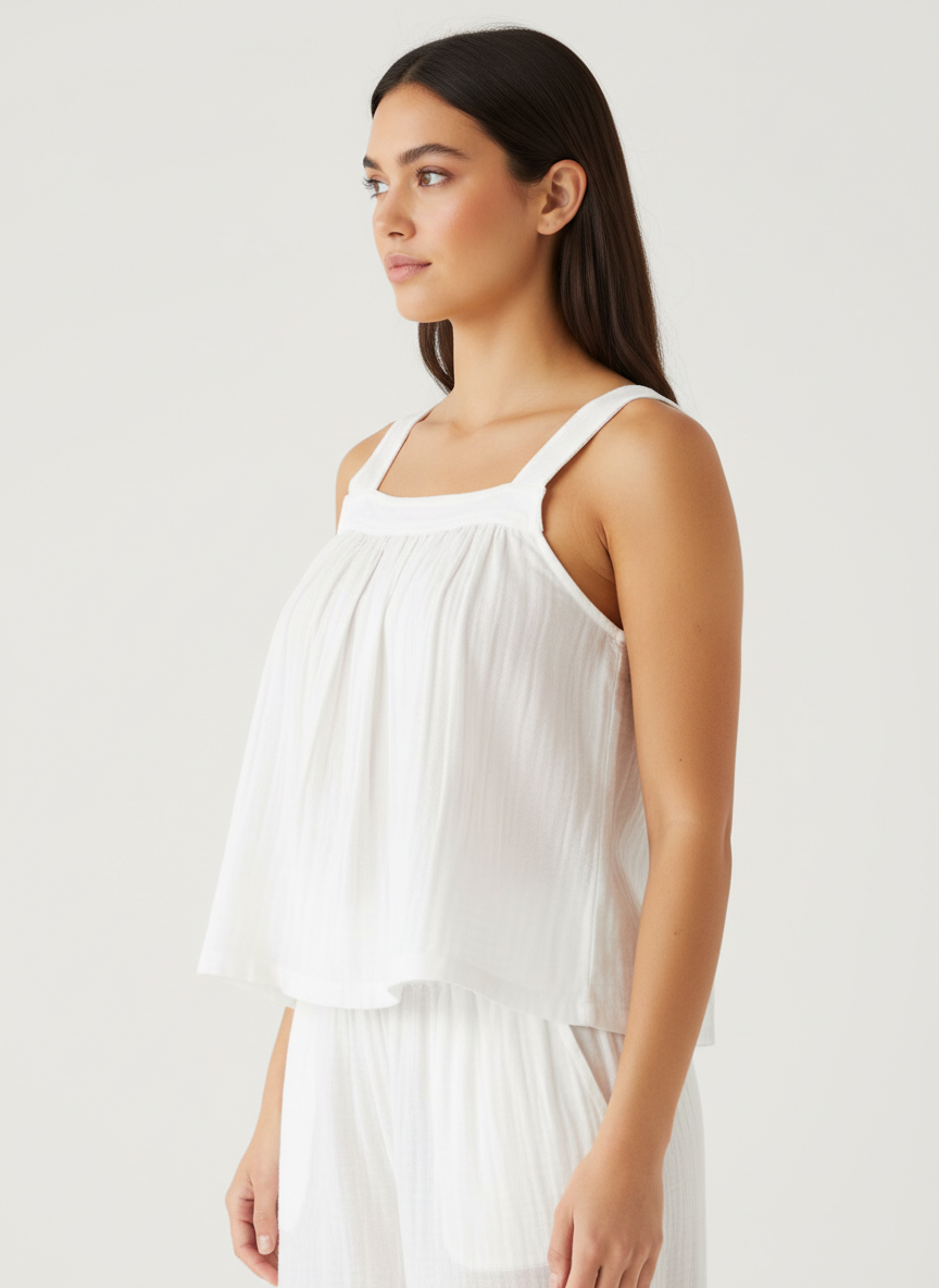 Simple Gathered Sleeveless Top
