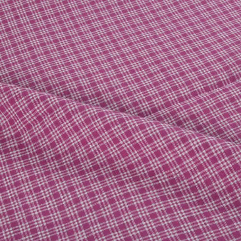 CHECK PINK & WHITE PURE COTTON 65 GSM HANDWOVEN FABRIC