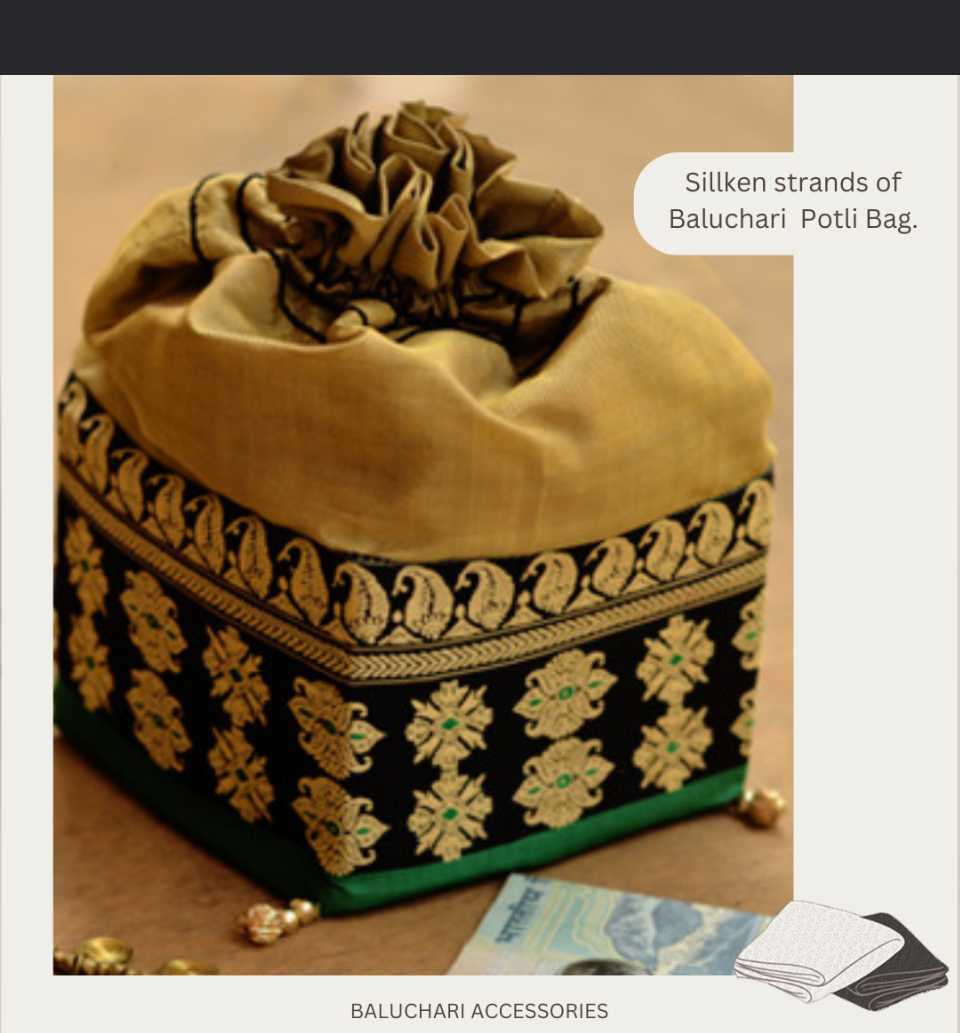Silken Strands of Baluchari Potli Bag