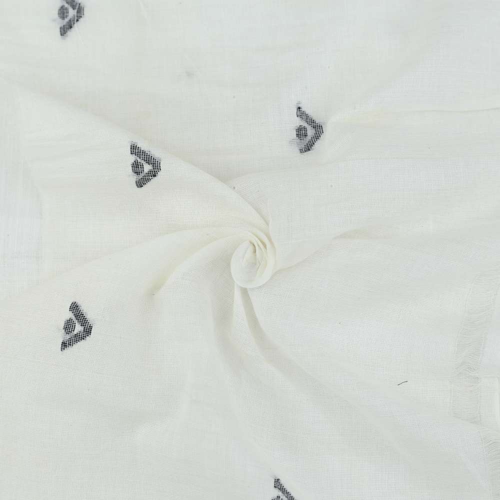 Geometric White Jamdani Pure Cotton 55 GSM Fabric 14