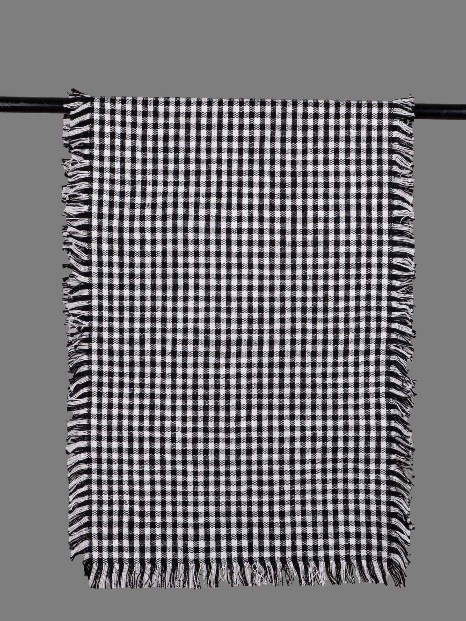 Black & White Handspun Khadi Cotton Table Runner