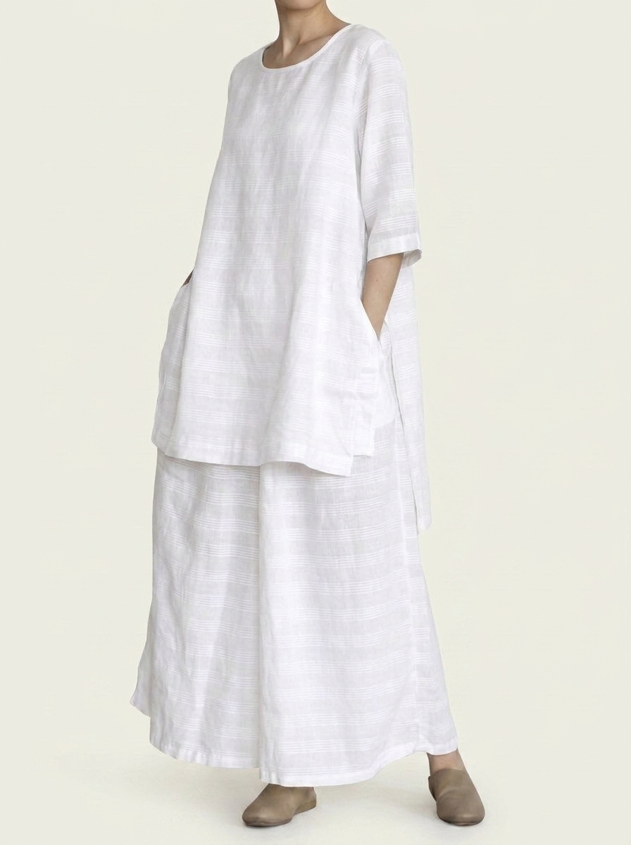 Plain Long Top & Lose Pants Co-ord Set