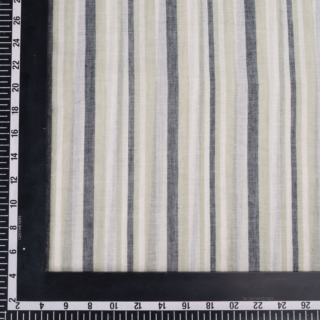 STRIPE LIGHT GREY PURE COTTON 64 GSM HANDWOVEN FABRIC
