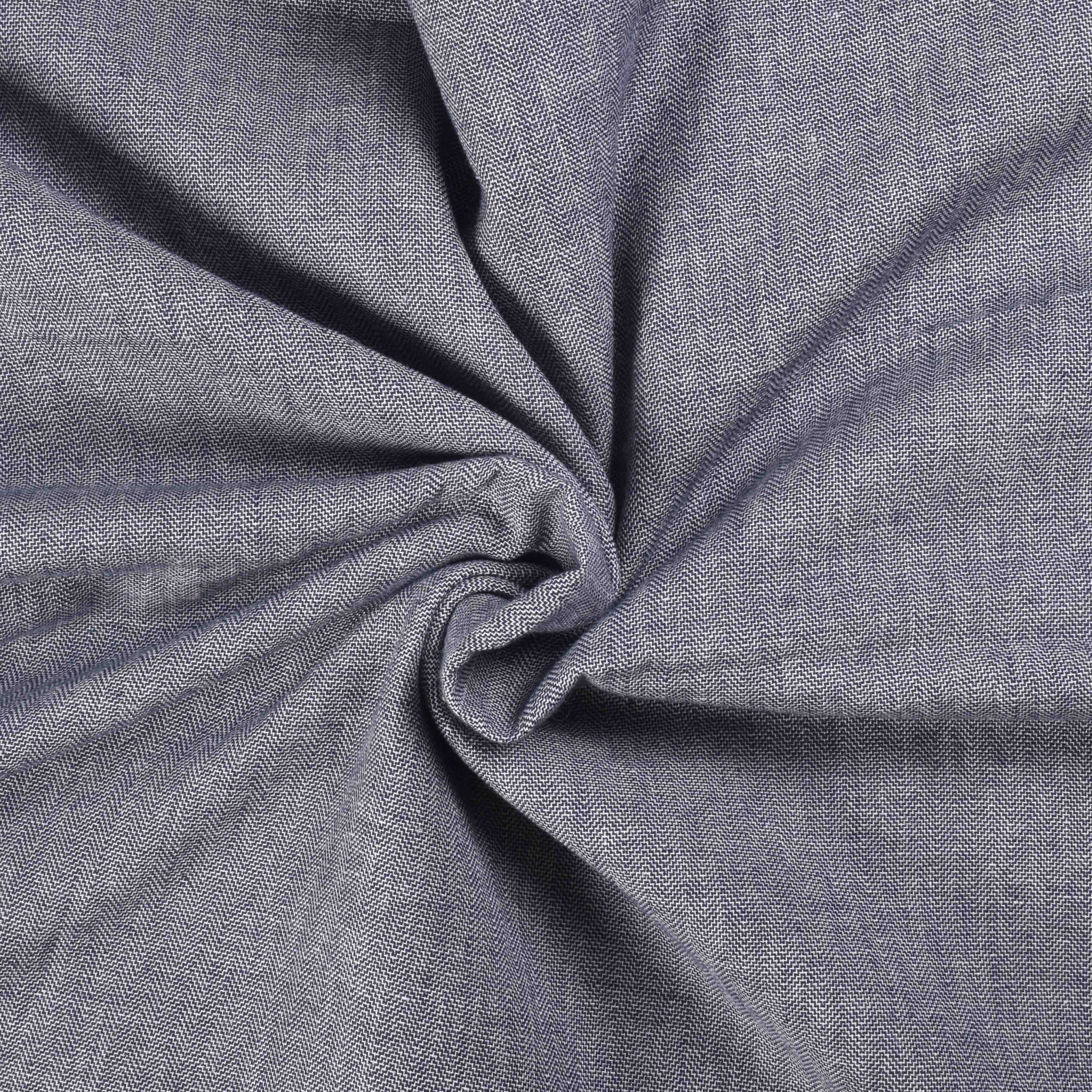 Herringbone Grey Twill Pure Cotton 100 GSM Handwoven Fabric