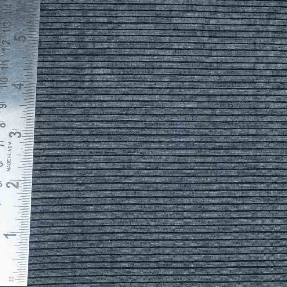 PINSTRIPE GREY & BLACK PURE COTTON 75 GSM HANDWOVEN FABRIC