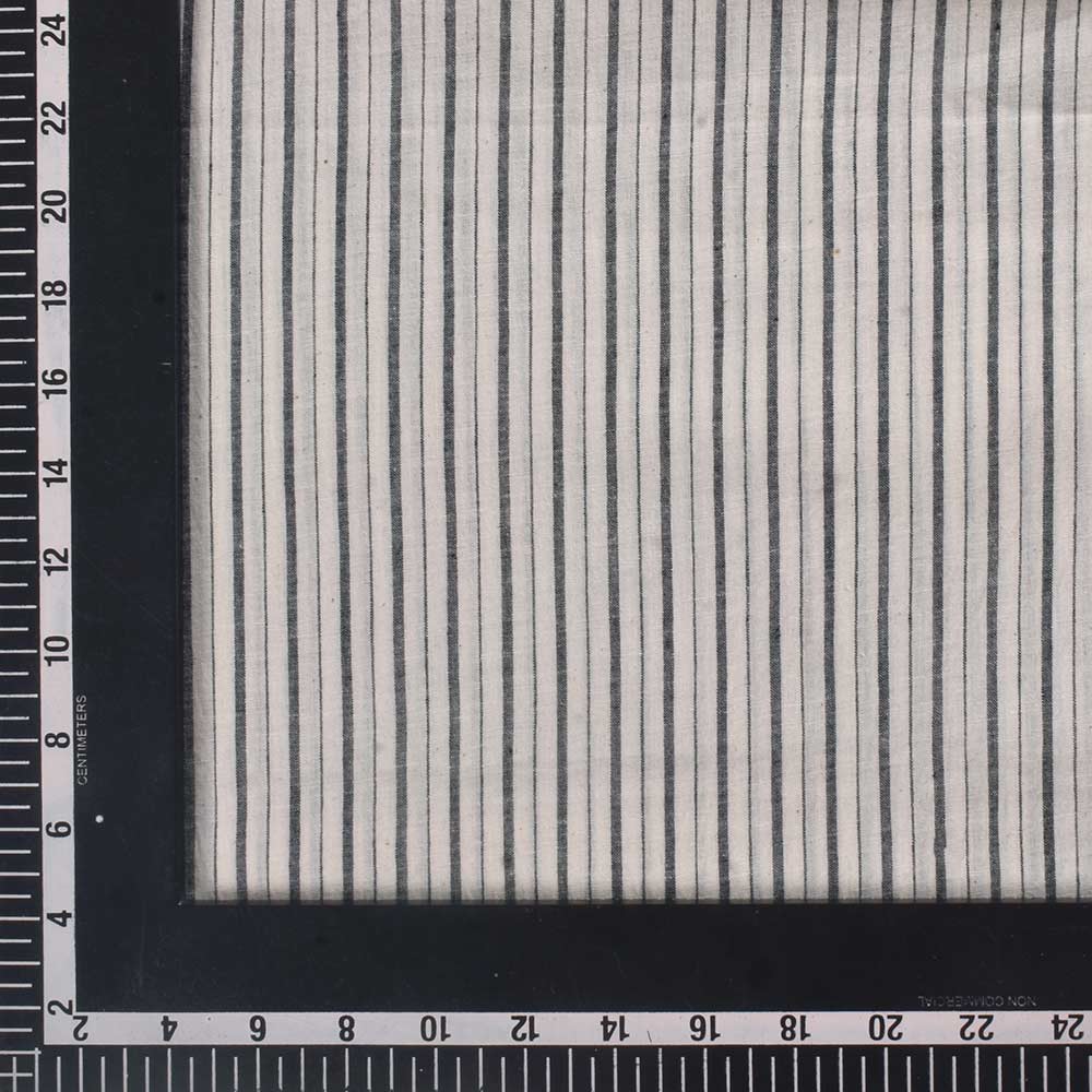 STRIPE BLACK & WHITE PURE COTTON 78 GSM HANDWOVEN FABRIC