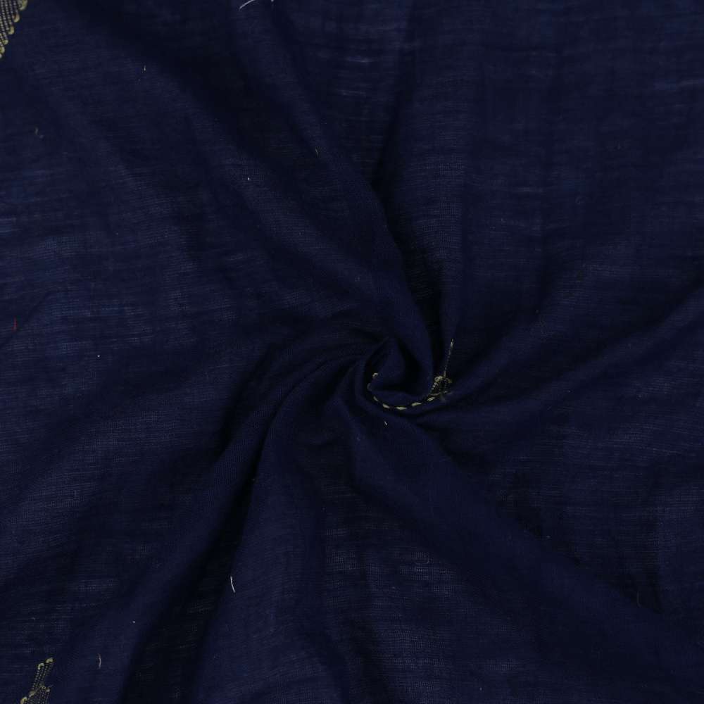Geometric Midnight Blue Jamdani Pure Cotton 55 GSM Fabric