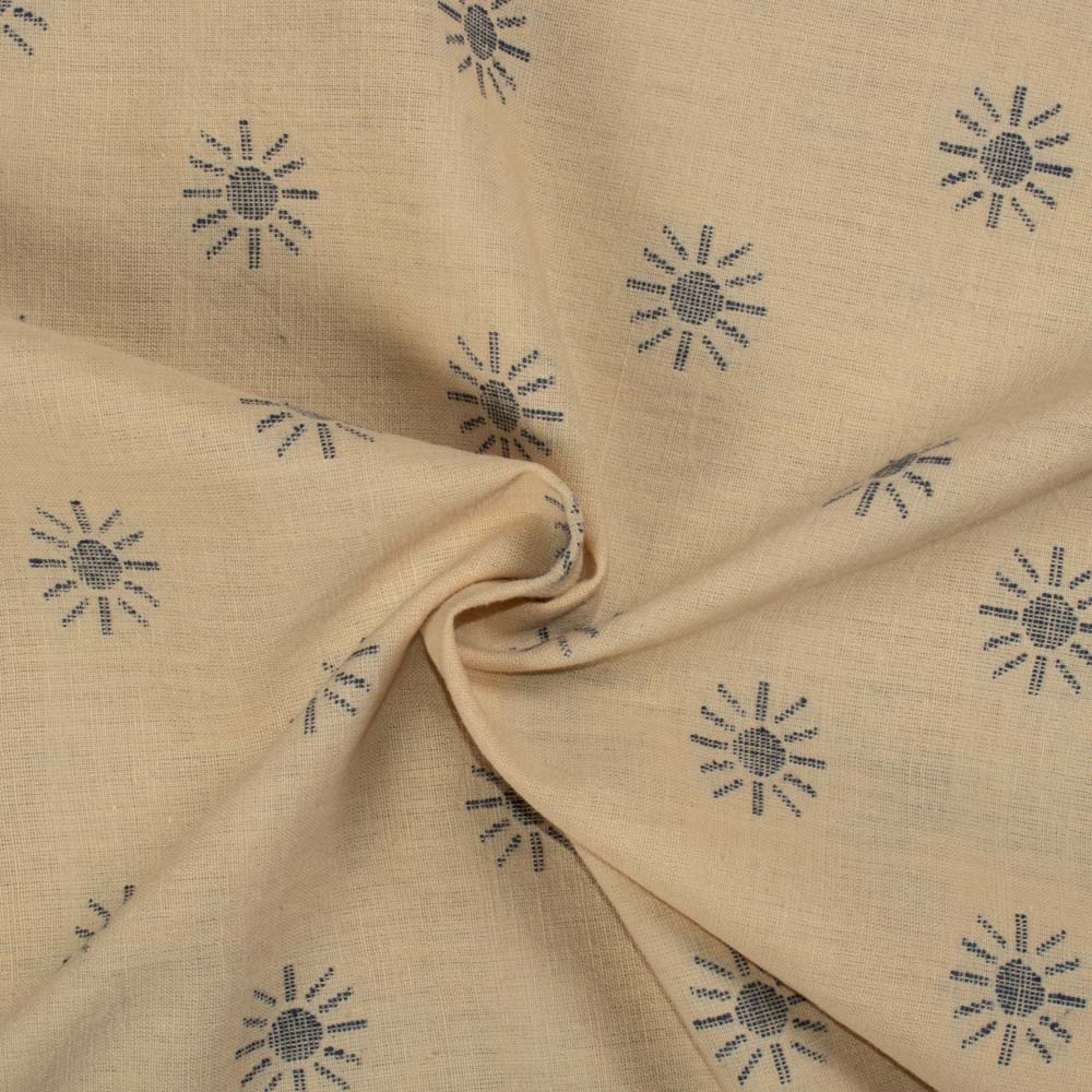 Geometric Beige Jamdani Pure Cotton 100 GSM Handwoven Fabric