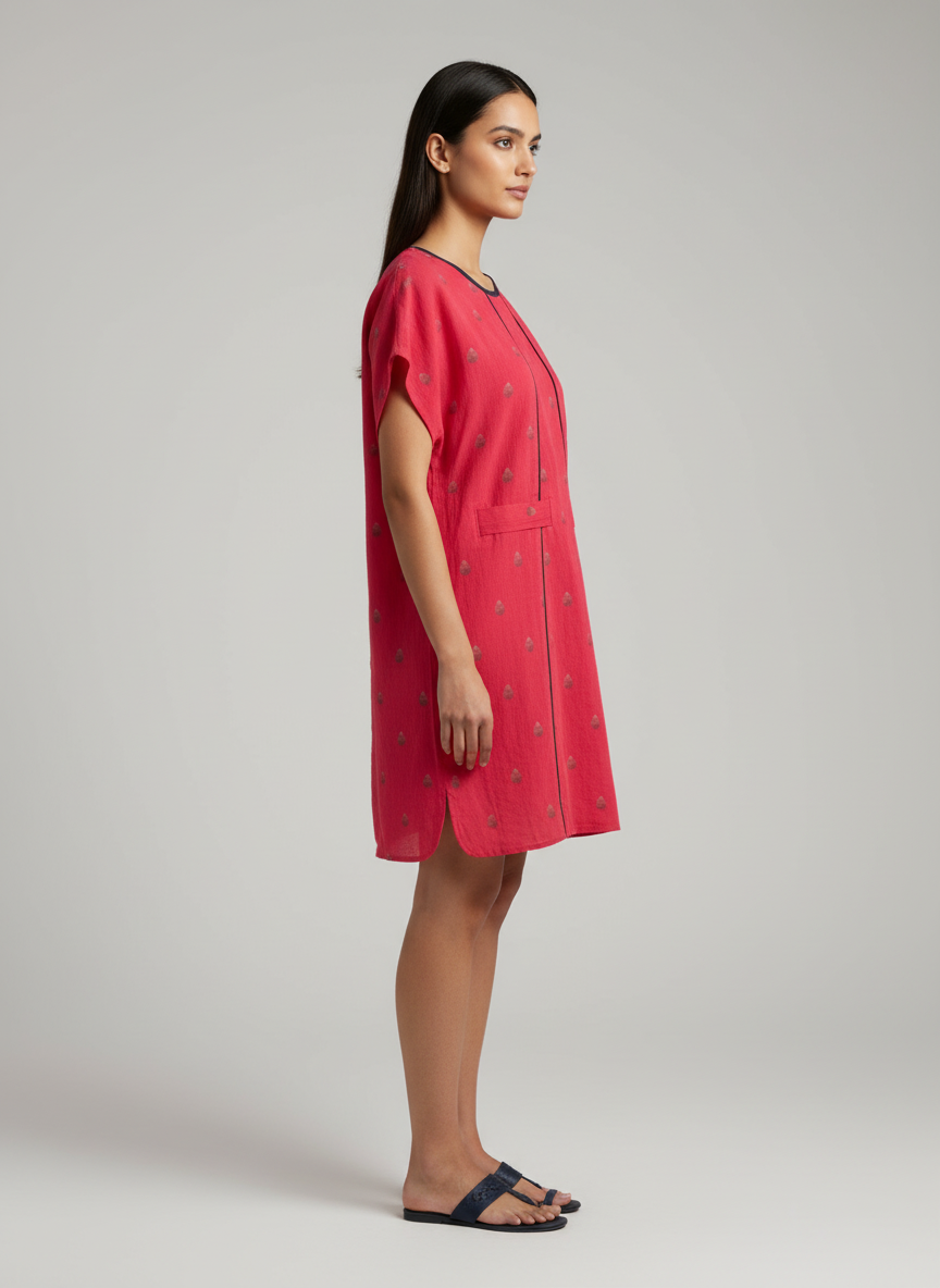 Red Kimono dress with belt