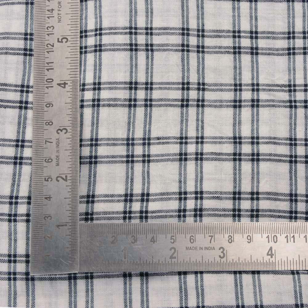 CHECK BLACK & WHITE PURE COTTON 94 GSM HANDWOVEN FABRIC