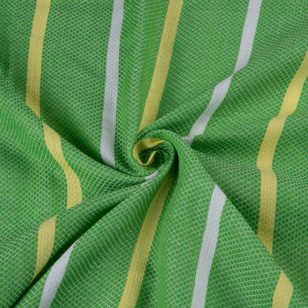 Stripe Green Jacquard Mercerised Cotton 100 GSM Fabric