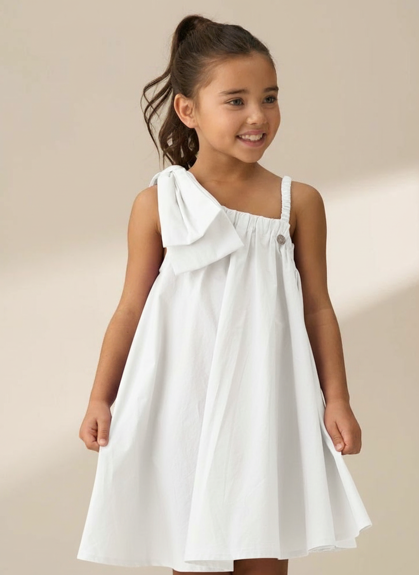 One Shoulder Bow Ruffled Dress