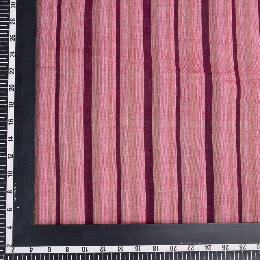 STRIPE MAROON PURE COTTON 60 GSM HANDWOVEN FABRIC