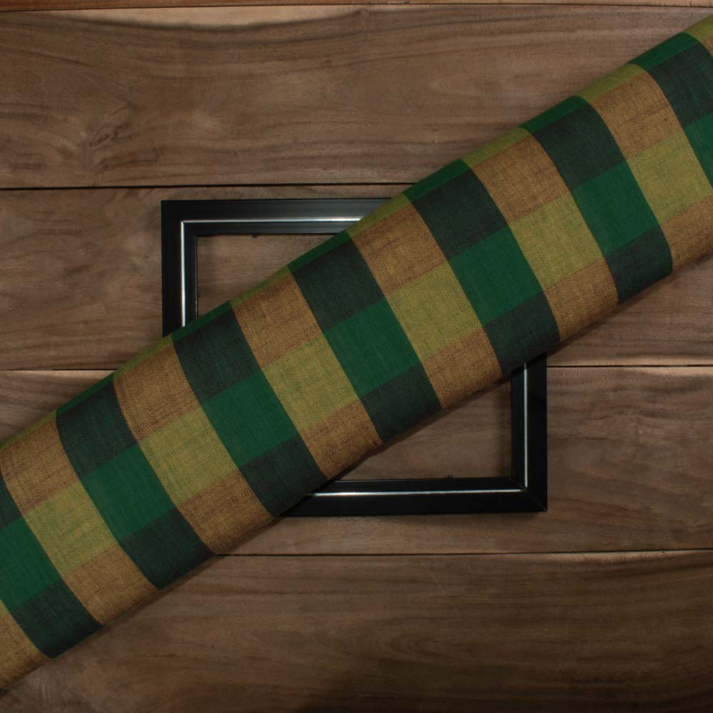 Check Multicolor Pure Khadi Handwoven Fabric